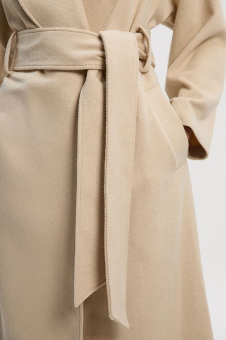 Brushed Wool Belted Wrap Tailored Maxi Coat - Image 3