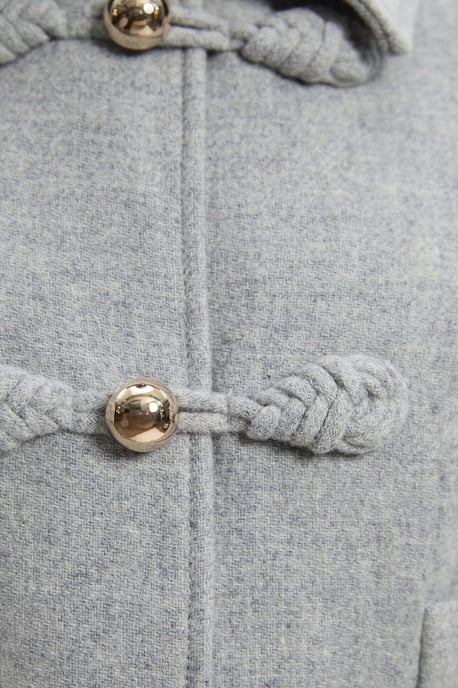 Wool Knot Detail Buckle Front Tailored Midi Coat - Image 3