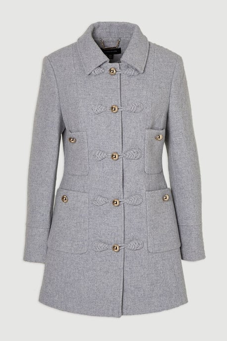 Wool Knot Detail Buckle Front Tailored Midi Coat - Image 4