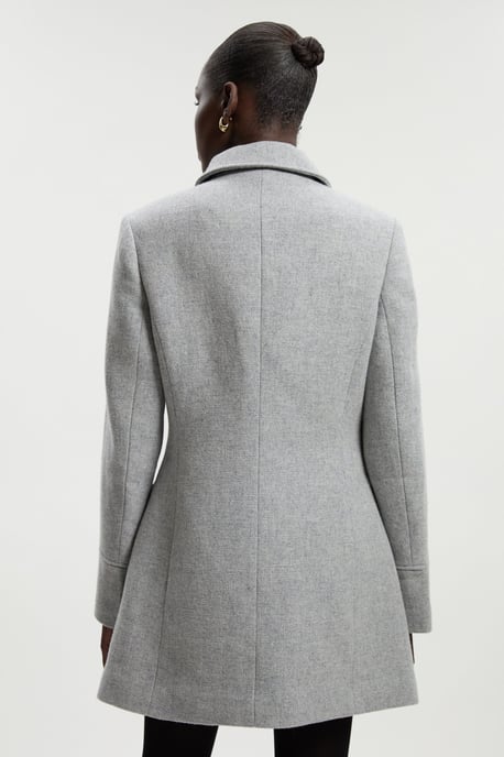 Wool Knot Detail Buckle Front Tailored Midi Coat - Image 6
