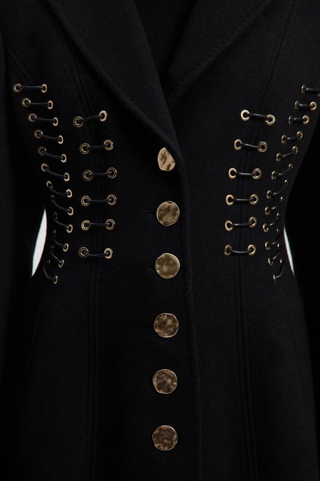 Wool Polished Whip Stitch Tailored Midi Coat - Image 3