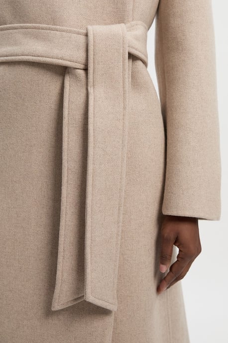 Wool Wrap Neck Tailored Belted Midi Coat - Image 3