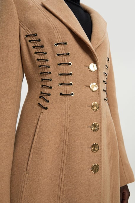 Wool Polished Whip Stitch Tailored Midi Coat - Image 5