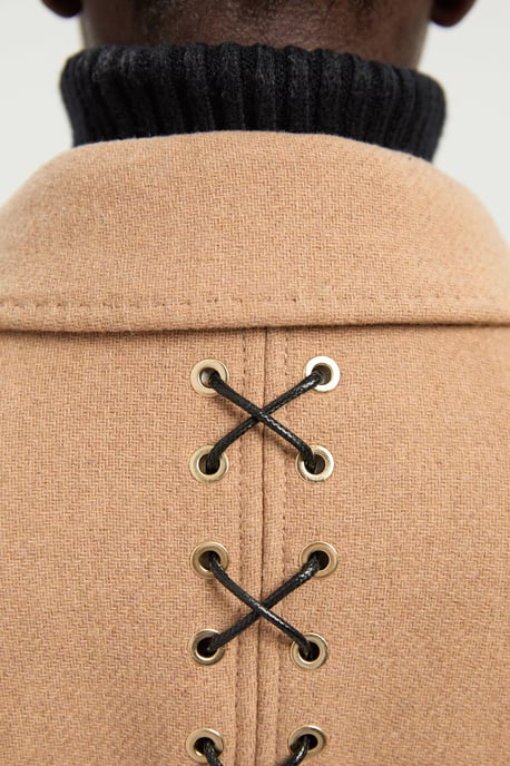 Wool Polished Whip Stitch Tailored Midi Coat - Image 6