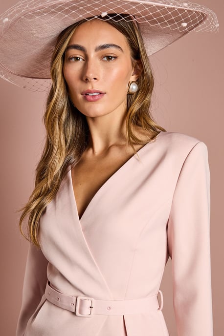 Crepe Bodice Long Sleeve Pleated Midi Dress - Image 4