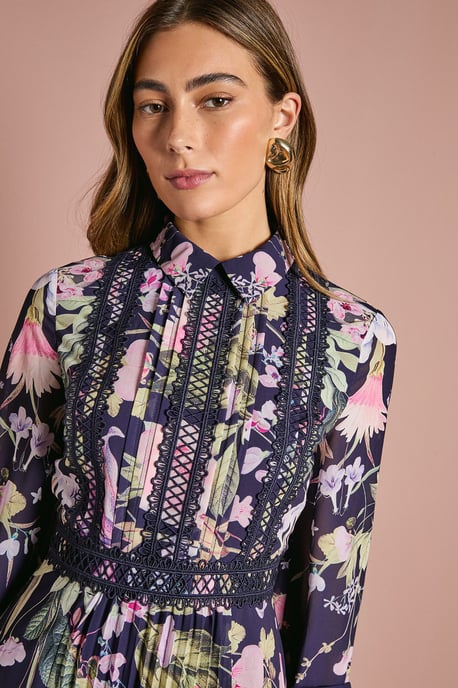 Placement Print Collared Shirt Dress - Image 4