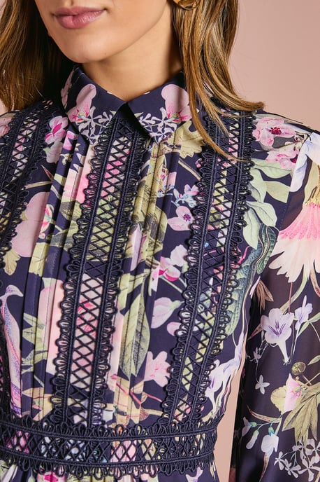 Placement Print Collared Shirt Dress - Image 5