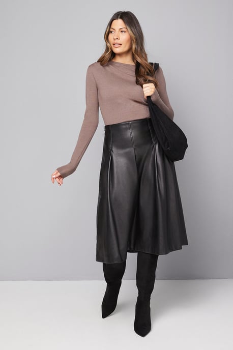 Faux Leather Midi Skirt - Image 1