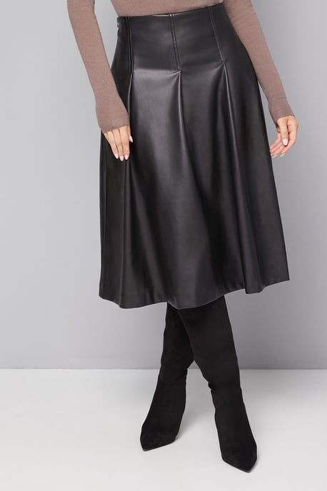 Faux Leather Midi Skirt - Image 2