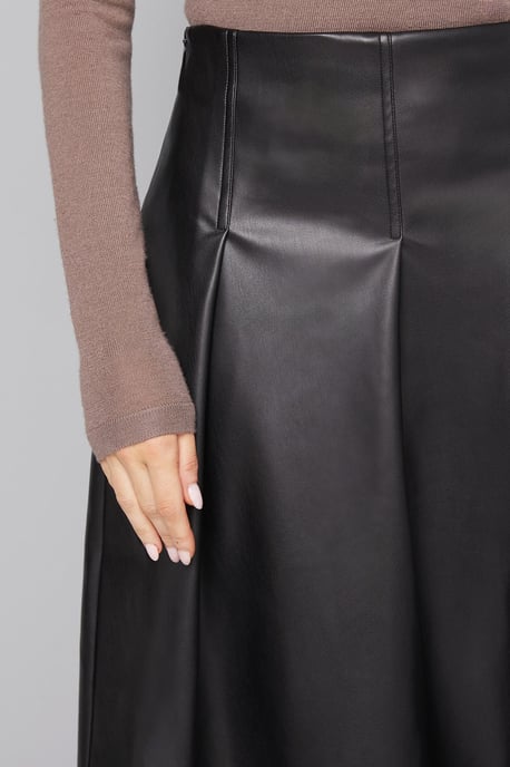 Faux Leather Midi Skirt - Image 3