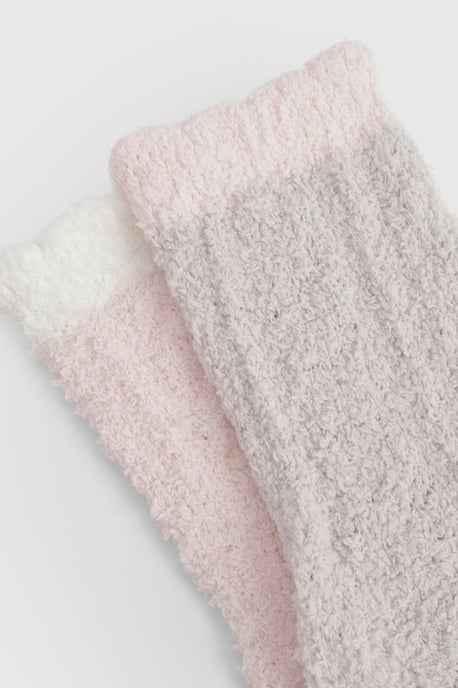 Cable Knit Fluffy Socks 2 Pack - Image 2
