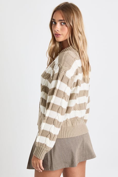 Stripe Collared Knit Cardigan - Image 2