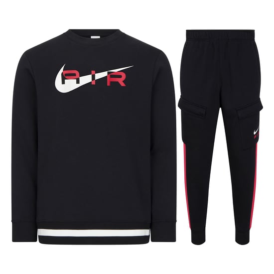 Nike Air Crew Neck Tracksuit Set Black & Red - Image 1
