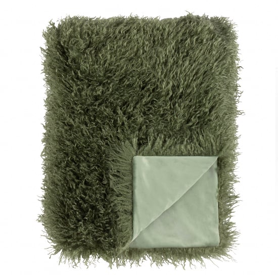 furn. Rowan Faux Fur Throw Khaki - Image 4