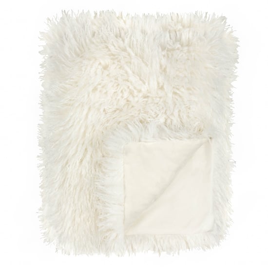 furn. Rowan Faux Fur Throw Ecru - Image 1