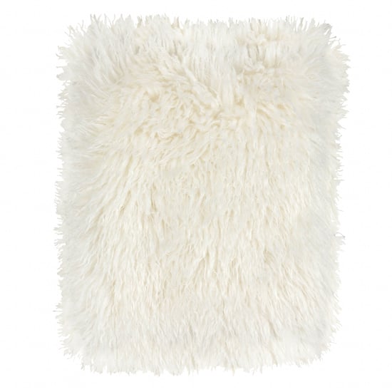 furn. Rowan Faux Fur Throw Ecru - Image 2