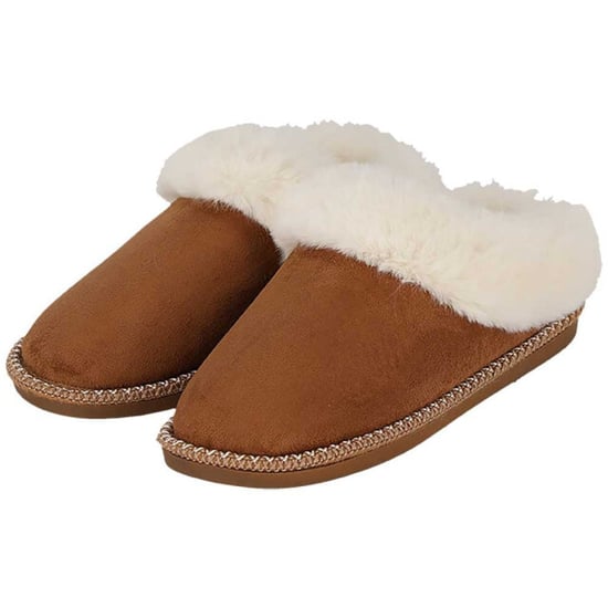 Apollo Dames instap pantoffels teddy donker - Image 1