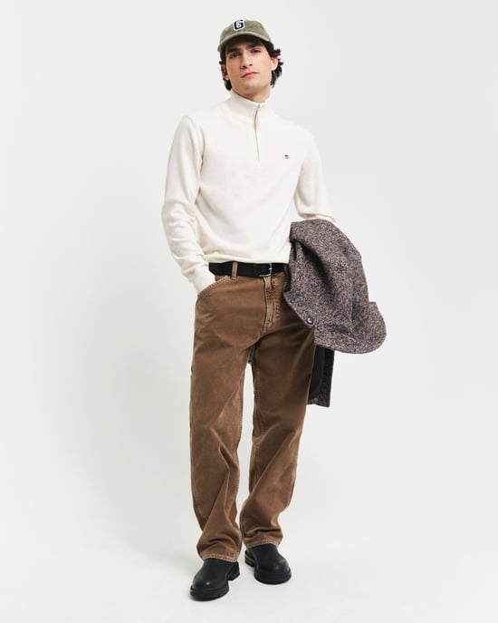 Half Zip Cardigan in Ivory - Image 3