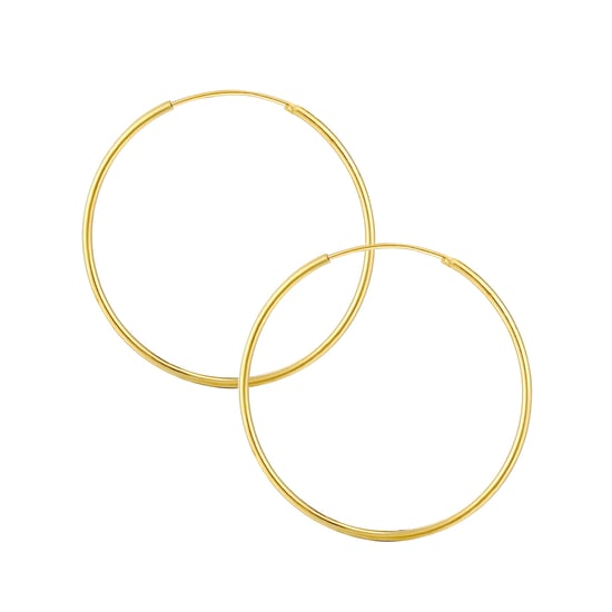18ct Gold Plated Sterling Silver 30mm Lightweight Tube Hoop Earrings - Image 2