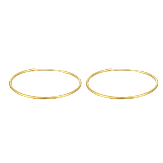 18ct Gold Plated Sterling Silver 30mm Lightweight Tube Hoop Earrings - Image 3