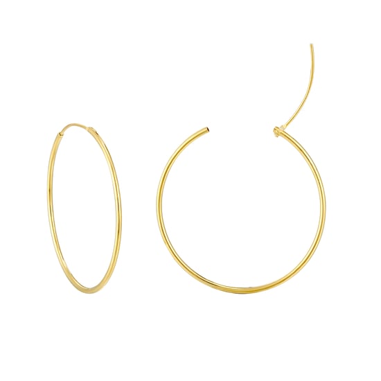 18ct Gold Plated Sterling Silver 30mm Lightweight Tube Hoop Earrings - Image 4