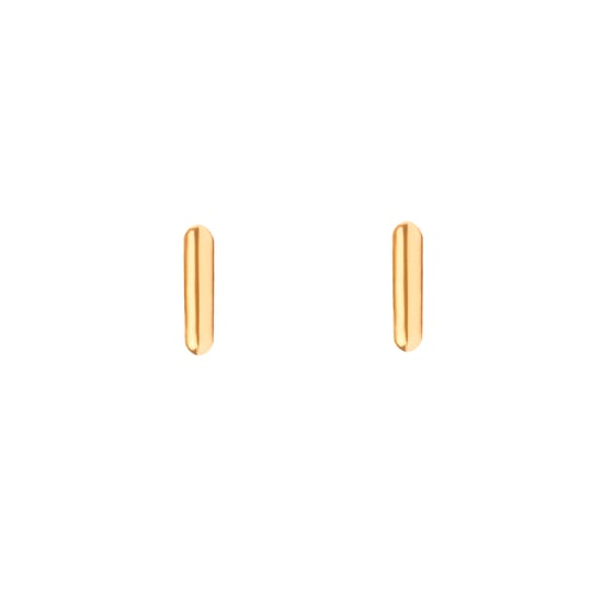 Gold Plated Simple Rounded Bar Flatback Stud Earrings - Image 1