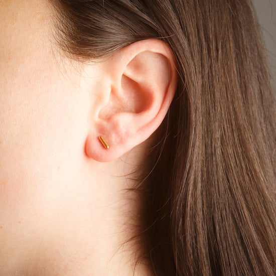 Gold Plated Simple Rounded Bar Flatback Stud Earrings - Image 2
