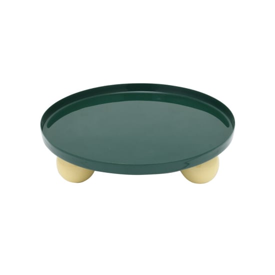 Present Time dienblad double funky rond large retro green & soft yellow - Image 1
