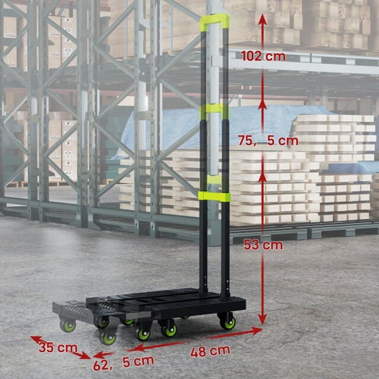 4goodz Opvouwbare plateauwagen kunststof 49x35x102cm groen - Image 2