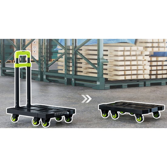 4goodz Opvouwbare plateauwagen kunststof 49x35x102cm groen - Image 3