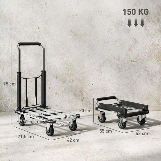 4goodz Opvouwbare plateauwagen 150kg draagvermogen transportkar - Image 6