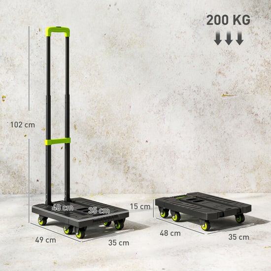 4goodz Opvouwbare plateauwagen kunststof 49x35x102cm groen - Image 6
