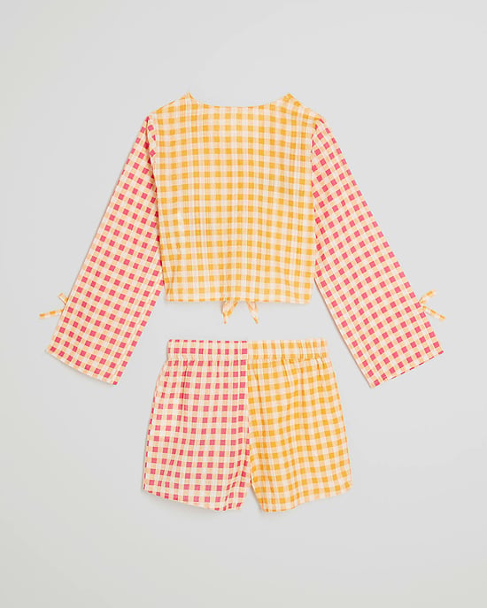River Island Girls 2 Piece Set Orange Gingham Fruit Beachwear - Image 4