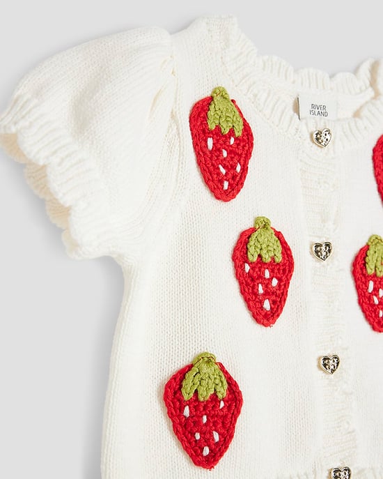 River Island Newborn Girls Baby 2 Piece Bloomer Set Beige Strawberry - Image 3