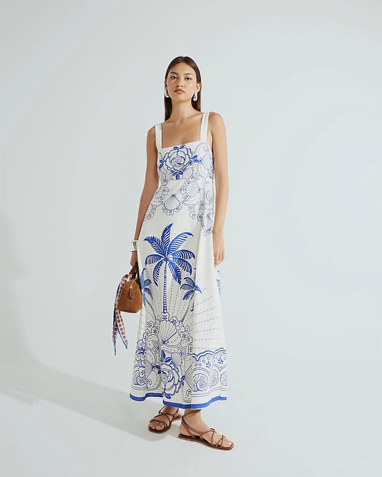 River Island Womens Maxi Dress Blue Palm Print - Image 1