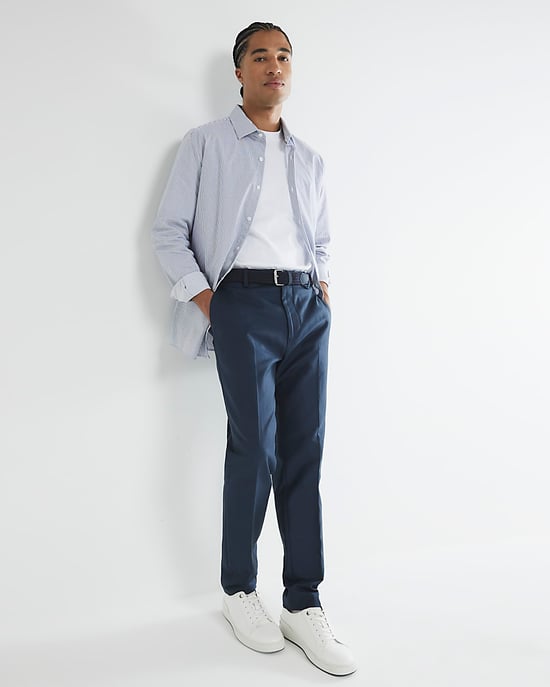 River Island Mens Chino Trousers Navy Slim Fit Smart - Image 5