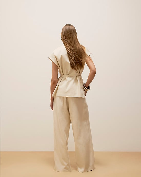 River Island Womens Wide Leg Trousers Cream Linen Blend - Image 3