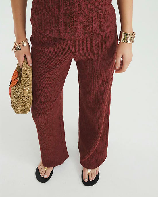 River Island Womens Wide Leg Trousers Brown Textured - Image 4