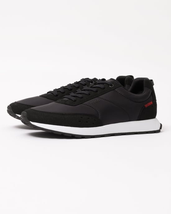 Icelin Runn Icelin Runn Retro-Inspired Trainers with Faux Suede Trainers in Black - Image 1