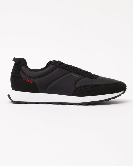 Icelin Runn Icelin Runn Retro-Inspired Trainers with Faux Suede Trainers in Black - Image 3