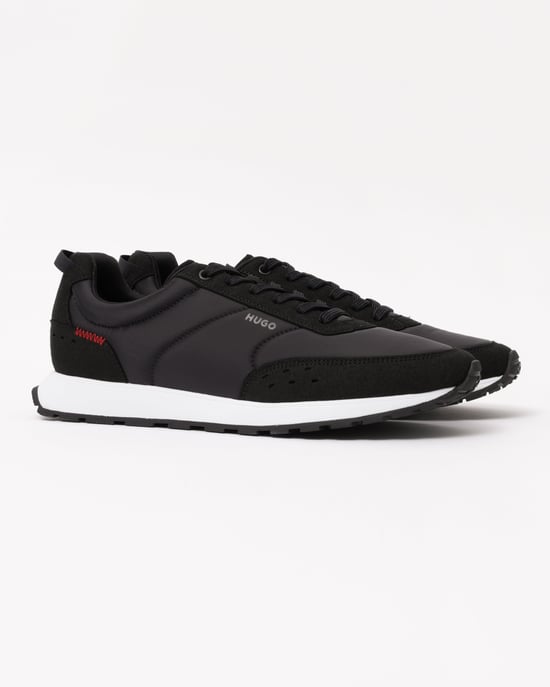 Icelin Runn Icelin Runn Retro-Inspired Trainers with Faux Suede Trainers in Black - Image 4