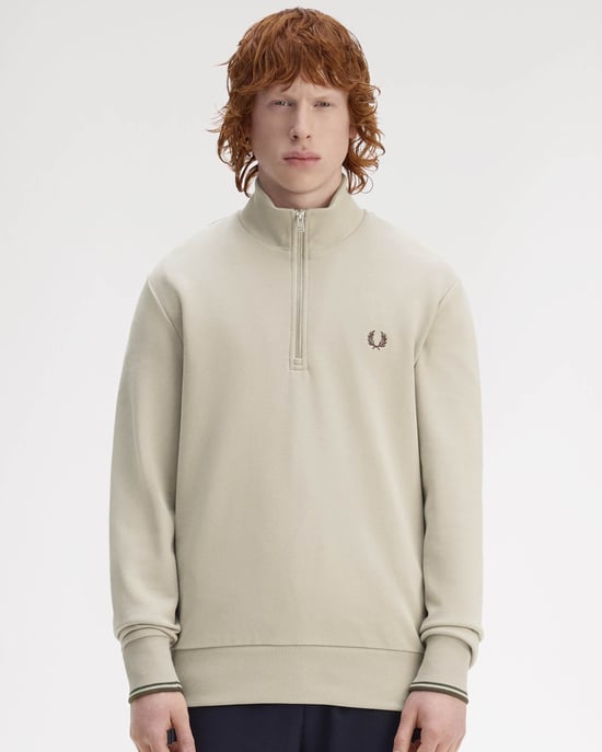 Half Zip Sweatshirt in Nude - Image 1
