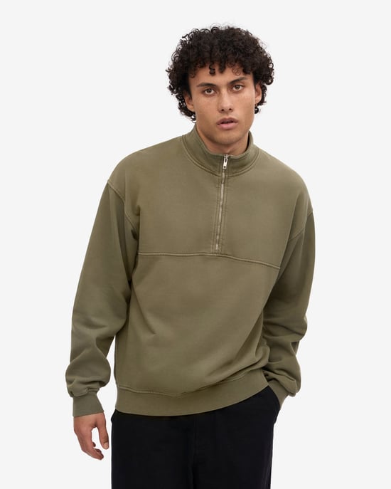 Quarter Zip Sweatshirt in Sage Green - Image 1