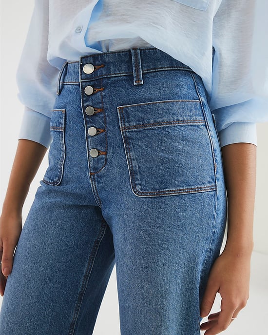 River Island Womens Cropped Jeans Blue Wide Leg Pocket - Image 2