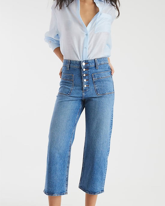 River Island Womens Cropped Jeans Blue Wide Leg Pocket - Image 3