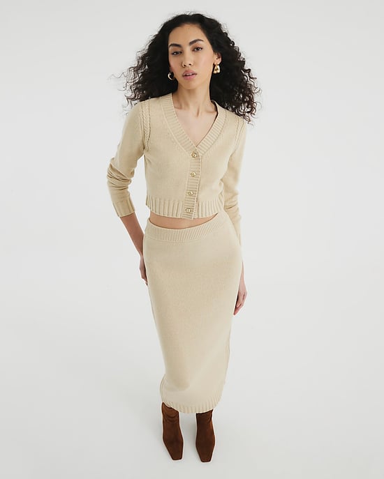 River Island Womens Midi Skirt Beige Knitted - Image 1