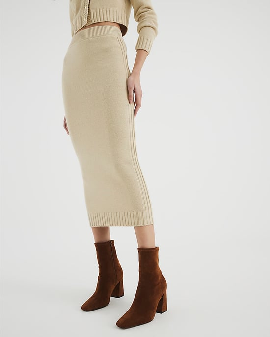 River Island Womens Midi Skirt Beige Knitted - Image 3