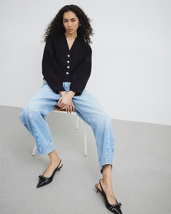 River Island Womens Jacket Black Collarless Button Up - Image 4