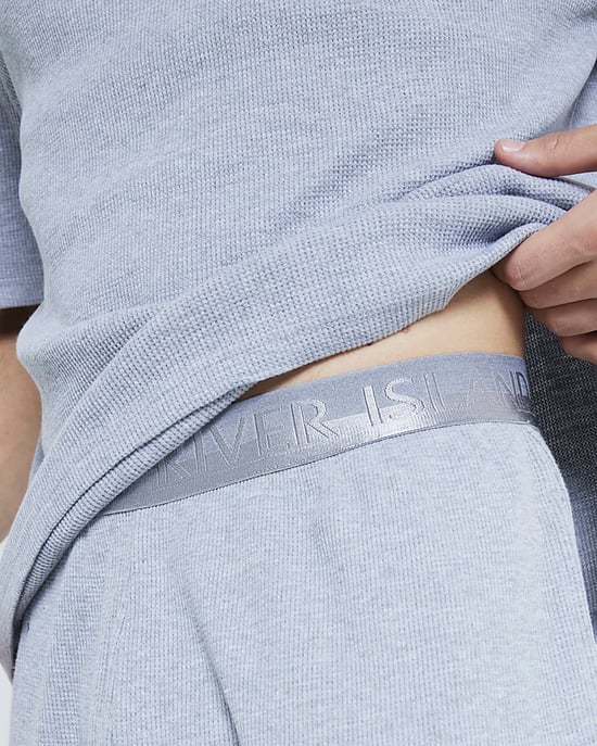 River Island Mens Pyjamas Set Grey Waffle T-Shirt And Trousers - Image 4