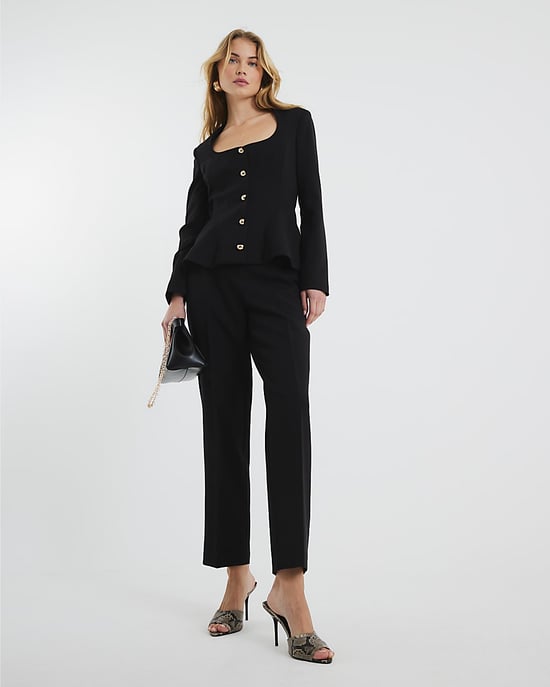 River Island Womens Blazer Black Peplum Button Front - Image 5